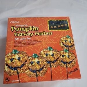 Noma Holographic Pumpkin Halloween Pathway Marker Decoration Set of 5